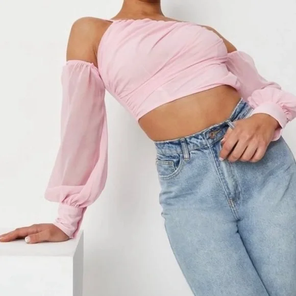 Missguided Pink Crop Top - Picture 2 of 3